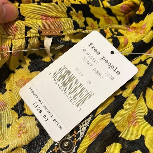 Free People Love Letter Tunic Floral Yellow Black M - Picture 9 of 11